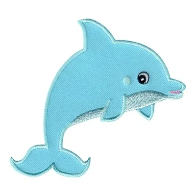 Abbildung von PatchMommy Delphin Delfin Patch Aufnäher Applikation zum Aufbügeln Bügelbild für Kleidung Jeans Jacken Kinder Baby