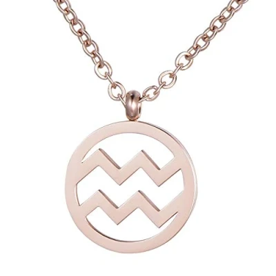 Abbildung von Morella Damen Halskette Sternzeichen Wassermann Edelstahl Rosegold im Samtbeutel