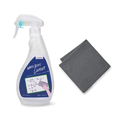 Abbildung von loukin Ungiftiger Whiteboard Reiniger, 17oz Dry Erase Board Cleaner, geruchsarmes Reinigungsspray mit Tuch, entfernt hartnäckige Flecken von Whiteboards, Kreidetafeln