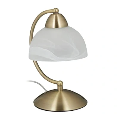 Abbildung von Relaxdays Tischlampe Touch, Retro Design, E14 Fassung, dimmbare Nachttischlampe, Glas &amp; Eisen, HBT 25 x 15 19 cm, gold