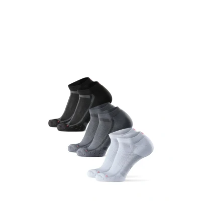 Abbildung von DANISH ENDURANCE 3 Paar Kurze Laufsocken, Technisch, Anti Blasen Polsterung, für Damen &amp; Herren Mehrfarbig (1x Schwarz/Grau, 1x Grau/Schwarz, Weiß) 39 42