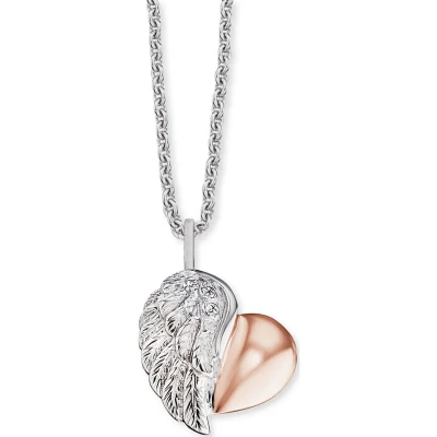 Abbildung von Engelsrufer Damen Halskette aus Sterling Silber, Herzflügel Anhänger mit Zirkonia, Roségold Beschichtung, verstellbare Länge, nickelfrei, Allergiker geeignet, ERN LILHEARTWING BI