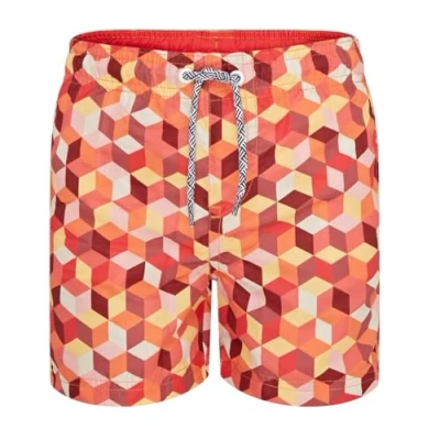 Abbildung von RIPT Jungen Essentials Quick Dry UV 50 Sonnenschutz Badeshorts Badehose, Orange Geometrischer Druck, 7 8 Jahre