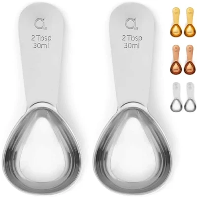 Abbildung von Kaffeelot (2er Set) von Apace 2 Esslöffel (EL) Kaffeedosierlöffel aus Edelstahl Messlöffel für Kaffee, Tee und mehr (Silber, 2)