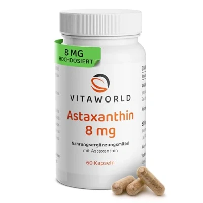 Abbildung von vitaworld Astaxanthin 8 mg, 100% natürlich aus der Alge Haematococcus pluvialis, 60 Kapseln