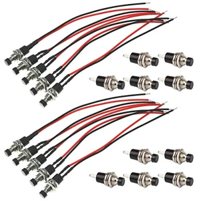 Abbildung von GTIWUNG Vorverkabelt Mini Momentan Druckknopf, Momentane Druckschalter Lockless, SPST EIN AUS AC 250V/1A, 2 Pin Runder Flachknopf Drucktasten für Modelleisenbahn Hobby