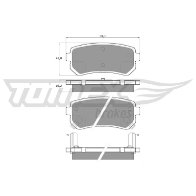 Abbildung von TOMEX brakes TX 15 66 Bremsbelagsatz Hinterachse mit akustischer Verschleißwarnung KIA: cee‘d I Hatchback, Estate, Picanto II, HYUNDAI: ix35