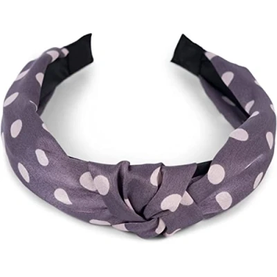 Abbildung von styleBREAKER Damen Haarreif mit Punkte Muster und Knoten im Retro Style, Rockabilly, Vintage Look, Haarband, Headband 04026015, Farbe:Grau Flieder