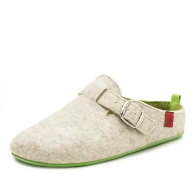 Abbildung von Andrés Machado Hausschuhe für Herren Sommer VAL Unisex Pantoffeln Wolle und Filz rutschfeste Gummisohle herausnehmbares Fußbett Weiß Grün EU 43