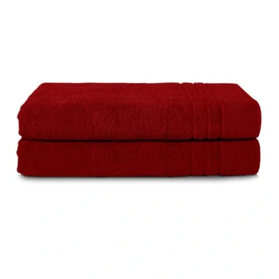 Abbildung von Komfortec 2er Saunatuch Set 80x200 cm aus 100% Baumwolle, XXL Saunatücher, Sauna Handtuch, Weich, Groß, Frottee, Schnelltrocknend, Aurorarot