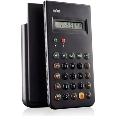 Abbildung von BRAUN BNE 001 BK KULT TASCHENRECHNER, DIETER RAMS, 8 STELLIGES LCD DISPLAY INKLUSIVE HARTSCHALEN SCHIEBECOVER,SCHWARTZ