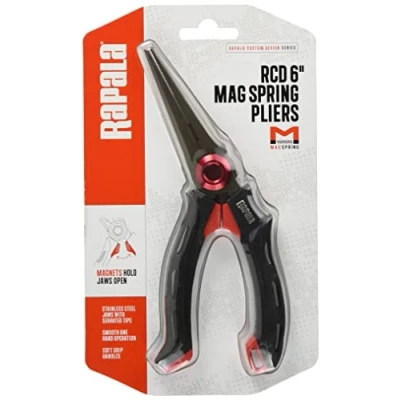Abbildung von Rapala Unisex Adult Angelzange RCD Mag Spring Pliers Angelzubehör mit Edelstahlbacken Magnetisch Ergonomische Softgrip Griffe Zange, Schwarz/Rot, Einzigartig