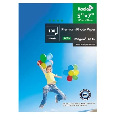 Abbildung von KOALA Inkjet Satin/Oyster Fotopapier, 18 x 13 cm, 250 g/m², 100 Blatt, mit Premium Satin Harz beschichtet, für Canon, HP, Epson Tintenstrahldrucker