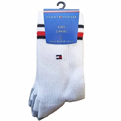Abbildung von Tommy Hilfiger Unisex Kinder Iconic Kids Sportsokken (2 stuks) Socken, Weiß, 35 38 EU