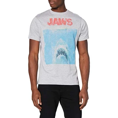 Abbildung von Jaws Herren Filmposter T Shirt, Grey (Grey Marl SPO), XL