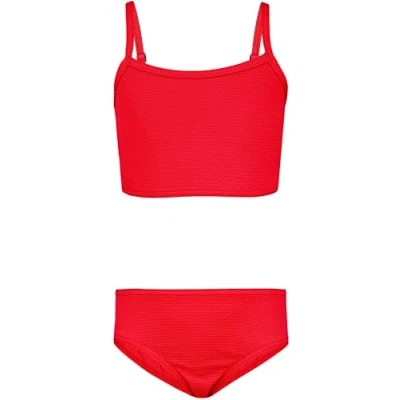 Abbildung von Aquarti Mädchen Bikini Set Bustier Bikinislip Zweiteiliger Badeanzug, Farbe: 038 Jacquard Punkte Rot, Größe: 164