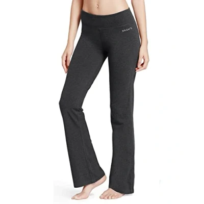 Abbildung von BALEAF Damen Flare Yogahose Leggings warm Fitness Hose Jogginghose Baumwolle Bauchkontrolle Schlaghose Arbeit Sporthose mit Taschen Grau S