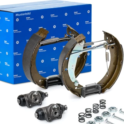 Abbildung von DELPHI KP1077 Bremsensatz, Trommelbremse mit Radbremszylinder, Zubehör DACIA: Duster Off Road, LOGAN MCV 2, SANDERO RENAULT: Clio 4