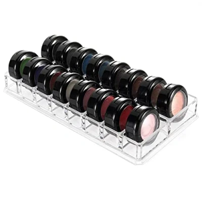 Abbildung von Luxspire Acryl Lidschatten Organizer, 16 Plätze Kosmetik Schubladenbox Lippenstift Organizer Puder Palette Halterung Schmink Aufbewahrung Make up Lagerung Transparent Box, Durchsichtig