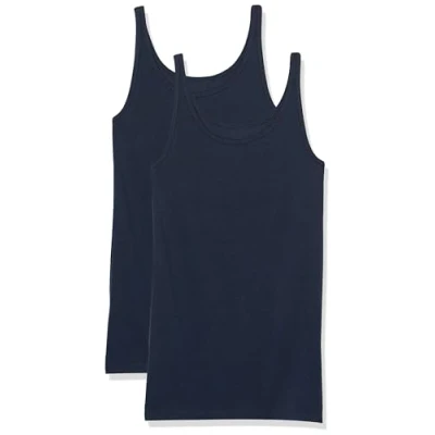 Abbildung von Amazon Essentials Damen Schmal geschnittenes Tanktop mit dünnem Trägern, 2er Pack, Marineblau, XS