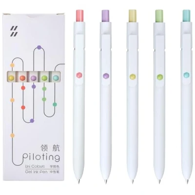 Abbildung von MengRan Gelstifte Set, 0,5 mm feine Spitze, schnell trocknende Tinte, glattes Schreiben, niedliche Geschenk Stifte für Männer (5 Stück Vintage schwarze Tinte)