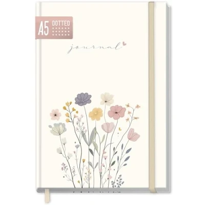 Abbildung von paper&amp;you® Bullet Journal dotted A5 mit Gummiband &quot;Flower Joy&quot; 156 Seiten, Notizbuch gepunktet, Tagebuch nachhaltig &amp; klimafreundlich