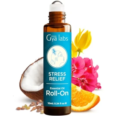Abbildung von Gya Labs Roll on mit ätherischen Ölen zum Stressabbau für stressfreie Tage (10ml) reiner &amp; vorverdünnter perfekt Aromatherapie, Stress, Schlaf bessere Stimmung Anwendung auf Haut