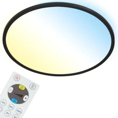 Abbildung von BRILONER Leuchten LED Panel, Deckenleuchte dimmbar, Deckenlampe mit Backlight, inkl. Fernbedienung, 22 Watt, 3000 Lumen, Weiß Schwarz, 420x29mm (DxH), 7080 015
