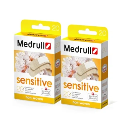 Abbildung von Medrull Pflaster Sensitive 2 Packs x 20 (40 Stück) Extra Soft Strips, Elastic Fingerstrips Wundpflaster