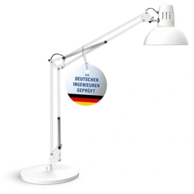 Abbildung von Maul LED Schreibtischlampe MAULstudy Verstellbare Stehlampe mit Gelenkarm für Büro, Arbeitszimmer und Schreibtisch Elegante Bürolampe aus Metall Exklusive Leuchtmittel Weiß