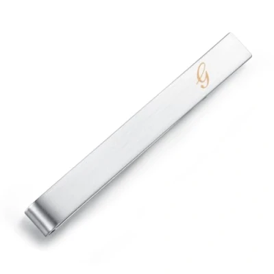 Abbildung von HONEY BEAR 5.4cm Herren Briefe Initialen Krawattennadel Krawattenklammer für Normale Krawatte Edelstahl Tie Clip，Gebürstetes Silber (G)