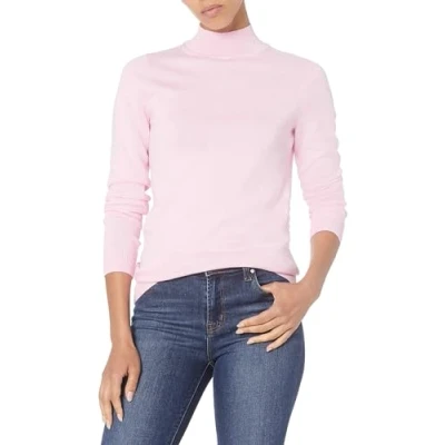 Abbildung von Amazon Essentials Damen Leichter Pullover mit Stehkragen (in Übergröße erhältlich), Hellrosa, S