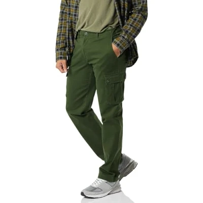Abbildung von Amazon Essentials Herren Gerade geschnittene Stretch Cargohose (erhältlich in Big &amp; Tall), Dunkles Olivgrün, 31W / 29L
