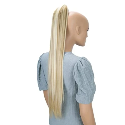 Abbildung von CAISHA 70cm Extralang Clip On Haarteil Zopf Pferdeschwanz Hitzebeständig Synthetik Glatt Blond Mix H166