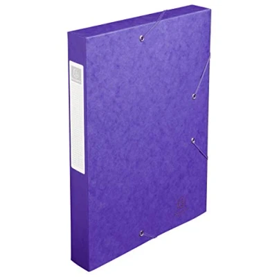 Abbildung von Exacompta 14015H Premium Sammelbox mit Gummizug 40 mm breit aus extra starkem Colorspan Karton Rückenschild für DIN A4 Archivbox Heftbox Dokumentenbox Zeichenbox Sammelmappe lila