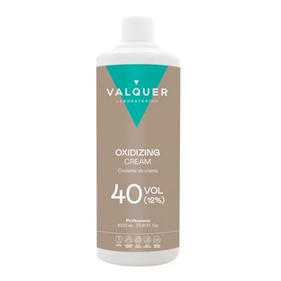 Abbildung von Valquer Profesional sauerstoffhaltige Creme stabilisiert, 40 Bände (12%). Permanente Haarfärbung Anwendung Friseur Vegane Formulierung 1000 Ml