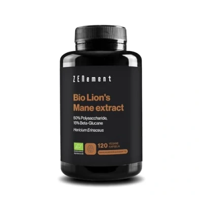 Abbildung von BIO Lions Mane Mushroom 2000mg pro Tag Hericium mit 50% Polysaccharide und 15% Beta Glucan (6:1 Extrakt 12.000mg Löwenmähne Pilz) Vegan &amp; Laborgeprüft 120 Kapseln
