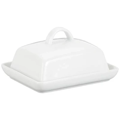Abbildung von axentia 811175 Butterdose Porzellan, klassische Butterglocke für 250 g Butter, Butterbox Haushalt und Küche, Butterschale mit Deckel Griff, weiß,16 x 8 13 cm