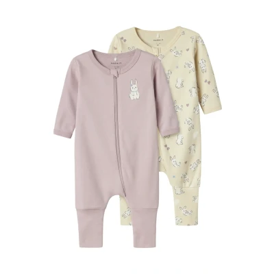 Abbildung von Name it baby Damen Nbfnightsuit 2P Zip Ff Rabbit Noos, Summer Sand, 56 (2er Pack)