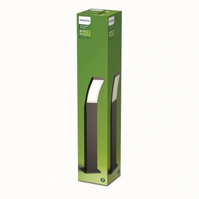 Abbildung von PHILIPS Outdoor Splay LED Wegeleuchte, 12W, Anthrazit, warmweißes Licht 2.700K, IP44 Schutzklasse, integriertes Leuchtmittel