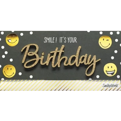 Abbildung von Perleberg Geburtstagskarte Lettering Surprise Smiley Smile! It&#039;s your birthday 11 x 22 cm