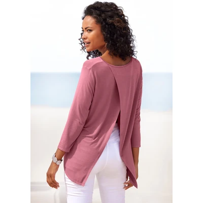 Abbildung von LASCANA 3/4 Arm Shirt »mit modischem Schlitz am Rücken«, aus weichem Viskose Stretch