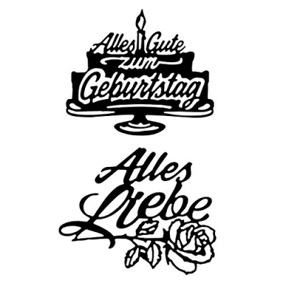Abbildung von Ideen mit Herz Stanzschablonen Schriften Geburtstagswünsche 2 6,6 cm, bis 9 cm Stück