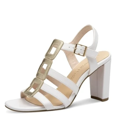 Abbildung von MARCO TOZZI Damen Sandalen mit Absatz Elegant Blockabsatz, Weiß (White Comb), 39 EU