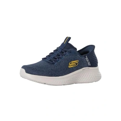 Abbildung von Skechers Herren Sneakers, Marineblaues Netzgewebe, gelber Rand, 41.5 EU