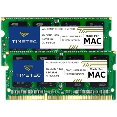 Abbildung von Timetec 16GB KIT (2x8GB) kompatibel für Apple DDR3 1333MHz PC3 10600 CL9 MAC Book Pro (Anfang/Ende 2011), iMac (Mitte 2010, Mitte/Ende Mini 2011 RAM Upgrade