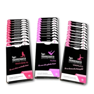 Abbildung von figgrs® 3er Set &quot;Schöne Figur&quot; 3 Kartensets a 57 Trainingskarten mit 150 Fitnessübungen ohne Gerät für einen schlanken &amp; straffen Körper