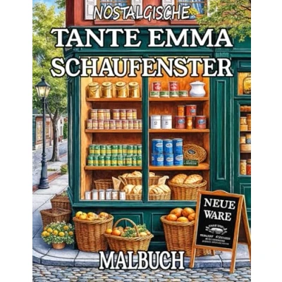 Abbildung von Nostalgische Tante Emma Schaufenster Malbuch: Ausmalbuch für kreative Erwachsene und Jugendliche mit 50 nostalgischen Motiven Stressabbau mehr Achtsamkeit