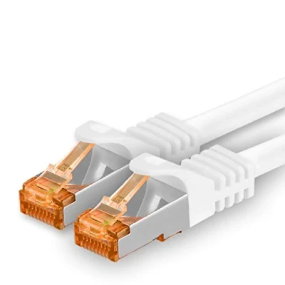 Abbildung von 1aTTack.de 1m Cat.7 Netzwerkkabel Weiß 1 Stück Gigabit Ethernet LAN Kabel 10000 Mbit S Patchkabel Cat7 FTP PIMF Schirmung LSZH Rohkabel Rj45 Stecker Cat 6a x Meter