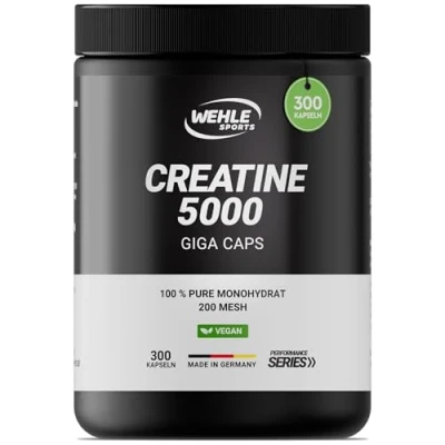 Abbildung von Creatin Kapseln hochdosiert, Workout Booster, 5000 mg Monohydrat pro Tagesdosis 300 vegane Kreatin Kapseln, 100% rein mit Mesh Faktor 200 Halal &amp; Vegan (300 Kapseln)
